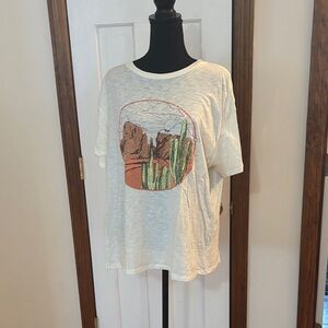 White Crow Graphic T-Shirt with Desert Scene